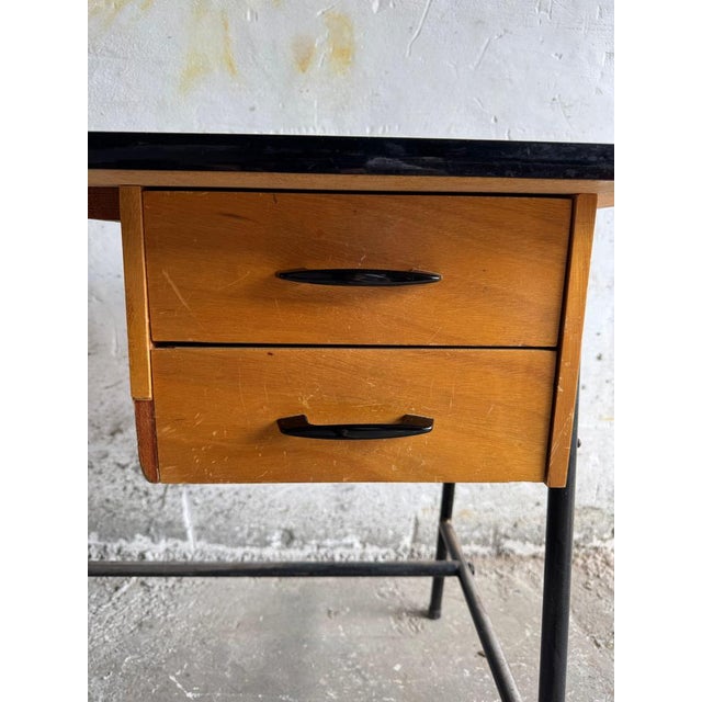Mid-Century Modern Industrial Desk with Two Drawers, 1950s For Sale - Image 6 of 9
