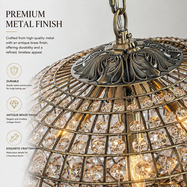 Aloadecor 25 Inch 6-Light Antique Bronze With Vintage Patina Dimmable Retro French Crystals Chandelier With Adjustable Chain For Sale - Image 4 of 7