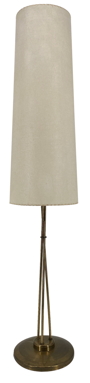 Mid-Century Floor Lamp with Brass Base and Fabric Shade, Germany, 1950s