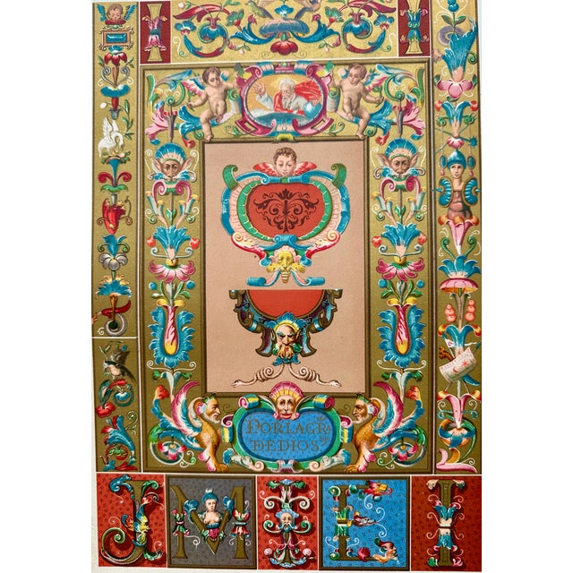 Renaissance Renaissance Illuminated Chromolithograph Prints, — Set of 2, 1870 For Sale - Image 3 of 7