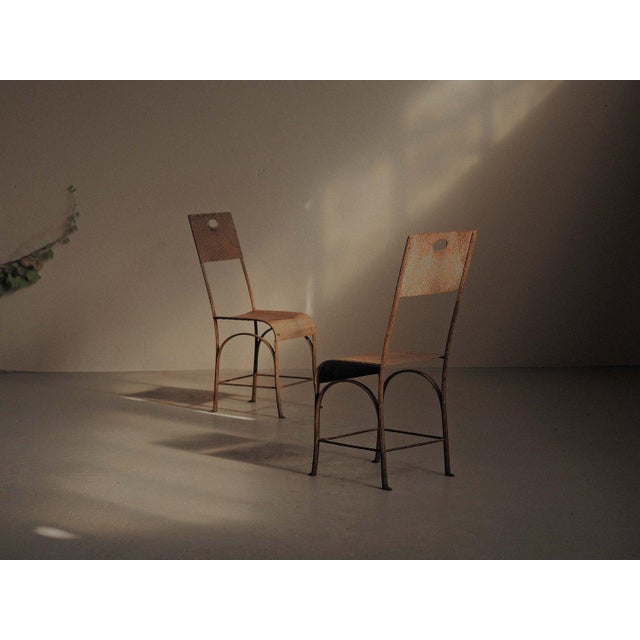 Riveted Steel and Patinated Sheet Metal Chairs, 1920, Set of 2 For Sale - Image 6 of 18
