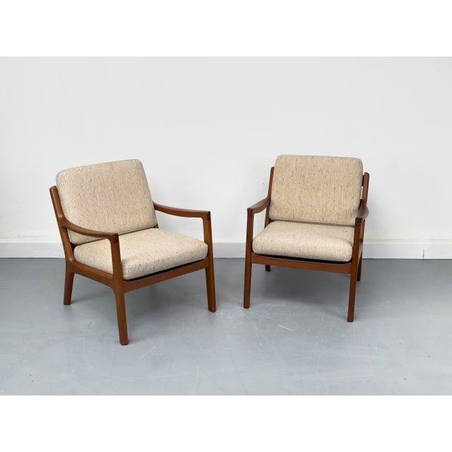 Mid-Century Modern Senator Lounge Chairs in Teak and Wool by Ole Wanscher for Cado, 1960s, Set of 2 For Sale - Image 3 of 18