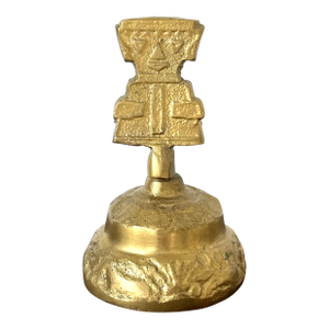 Vintage Inca Aztec Figurative Brass Dinner Bell