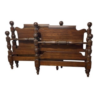 Cannon Ball Wooden Twin Bed Frames From Pennsylvania House - a Pair For Sale