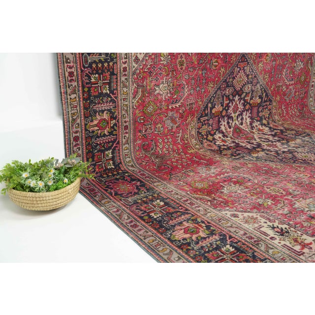 1970s Vintage Persian Handmade Wool 10x13 Red Area Rug For Sale In San Francisco - Image 6 of 13