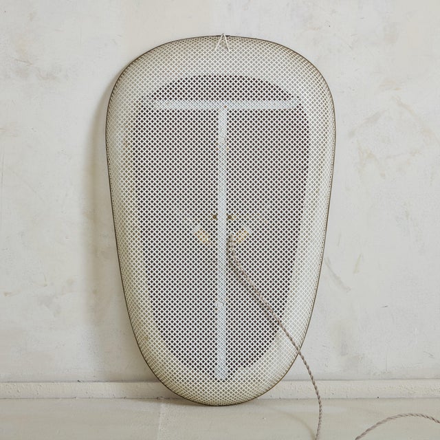 French Perforated Metal Backlit Wall Mirror Attributed to Mathieu Matégot, 1950s For Sale - Image 9 of 9