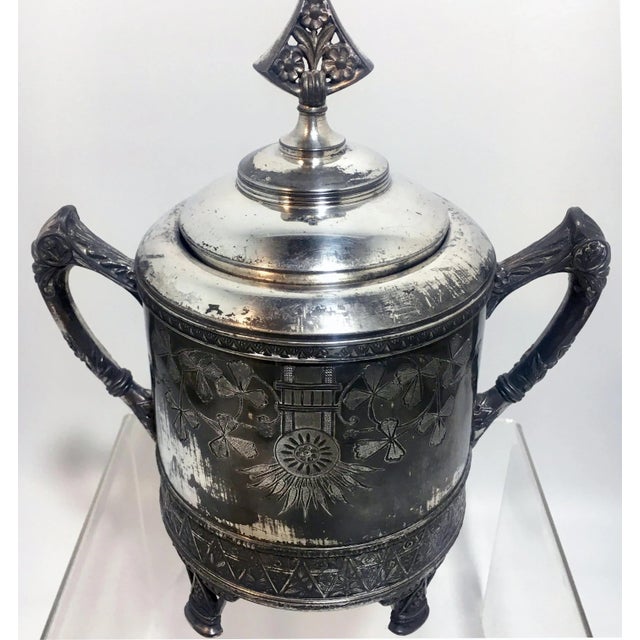 Victorian 1880s Aesthetic Movement Silverplated Sugar Bowl For Sale - Image 3 of 9