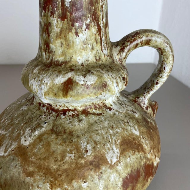 Beige Brutalist WGP Pottery Fat Lava Multi-Color Vase Object attributed to Ruscha, Germany, 1970s For Sale - Image 8 of 18