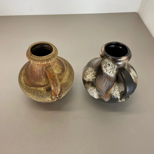 German Multi-Color Pottery Fat Lava Vases from Scheurich, 1970s, Set of 2 For Sale - Image 13 of 18