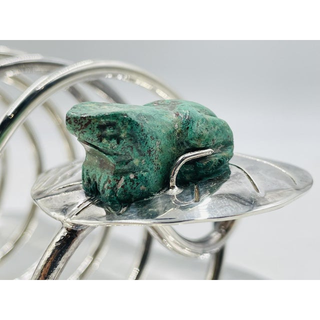 Metal 1980s Emilia Castillo Silver Plate & Malachite Frog Document Holder, Hand Signed For Sale - Image 7 of 11