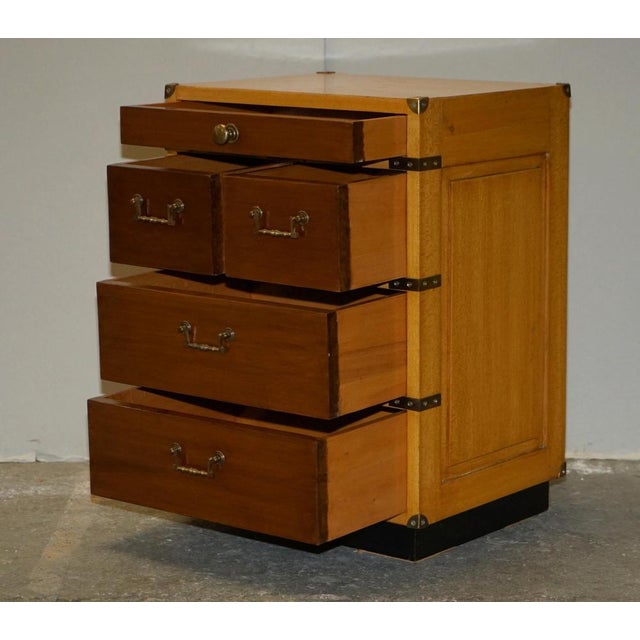 Vintage Military Campaign Bedside Tables with Drawers in Light Oak, Set of 2 For Sale - Image 15 of 18