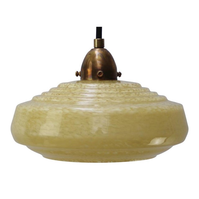 Metal French Clichy Pink Reeded Glass Pendant Lamp For Sale - Image 7 of 7