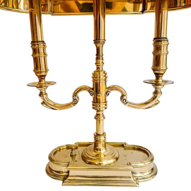 Mid 20th Century Vintage French Neoclassical Brass Three-Light Bouillotte Lamp With Black Tole Shade For Sale - Image 5 of 9