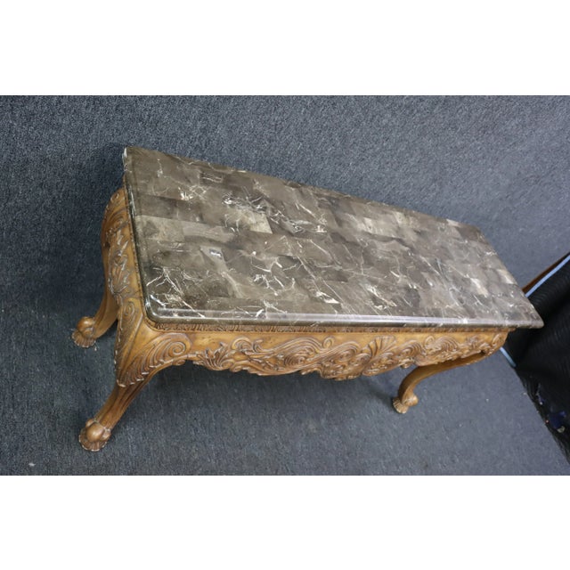 Ethan Allen Carved Marble Console For Sale In Philadelphia - Image 6 of 9