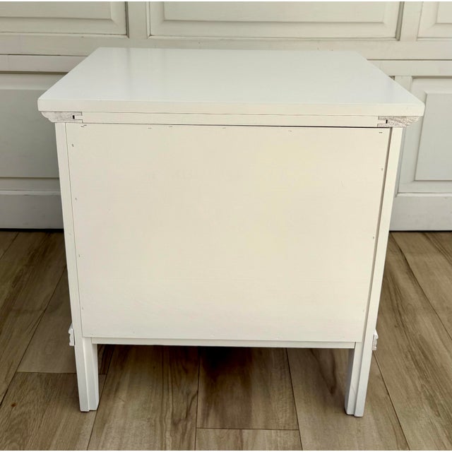 1970s Thomasville Nightstand Newly Refinished in White With Hand-Painted Gold Details For Sale - Image 10 of 12