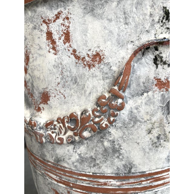 A Single French Terracotta Anduze Planter With Antiqued Gray White Finish For Sale In Dallas - Image 6 of 15