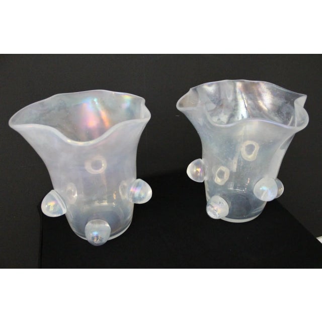 Glass Large Vases in Iridescent Murano Glass from Gino Cenedese, 2000s, Set of 2 For Sale - Image 7 of 18
