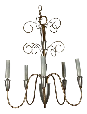1980s Neoclassic Style Five Stems Chandelier