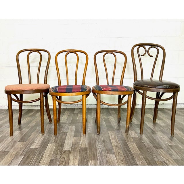 Brown Vintage Thonet Style Bentwood Dining or Occasional Chairs - Set of 4 For Sale - Image 8 of 8