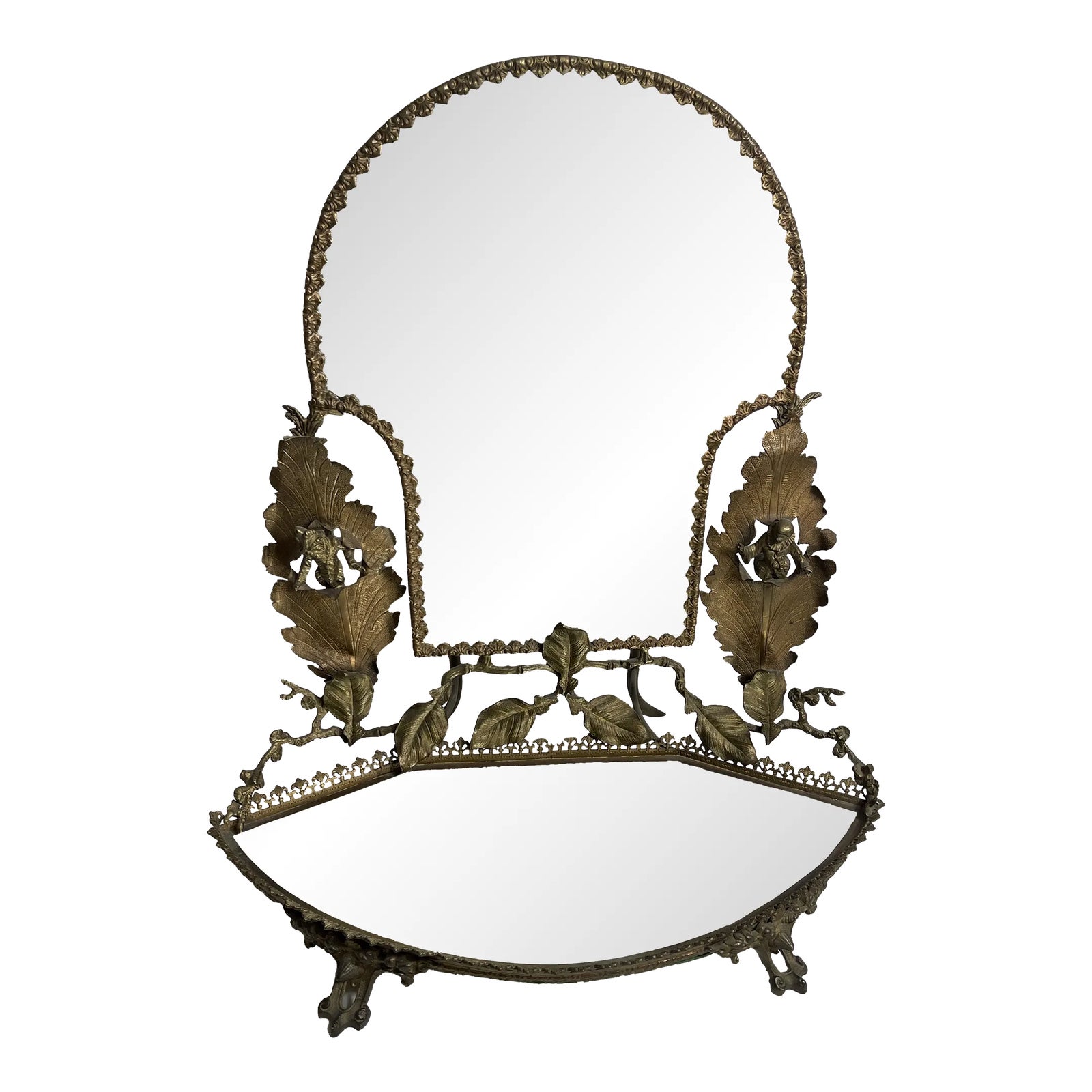 Late 19th Century Art Nouveau Vanity Bronze Mirror Chairish