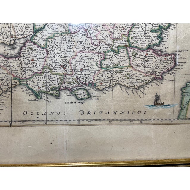 Rare Antique Hand Colored European Map Kingdom of England Janssonius 1642 2sided For Sale - Image 18 of 18