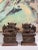 Pair 19th c. carved wood Chinese temple lions/foo dogs. Finely carved with remnants of gold paint still visible.