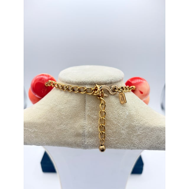 Vintage Kenneth Lane Signed Faux Coral Statement Necklace, Large Chunky Beads For Sale In Salt Lake City - Image 6 of 7