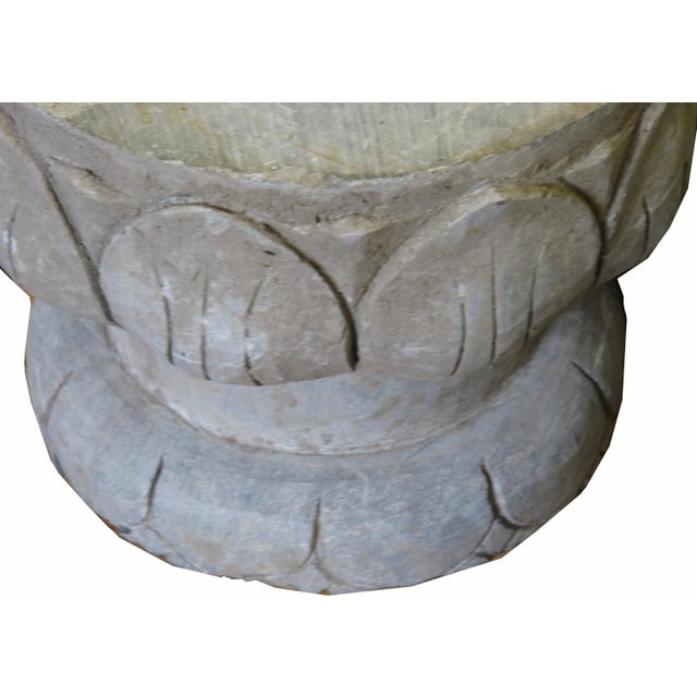 Chinese Lotus Leave Stone Garden Stool For Sale - Image 4 of 6