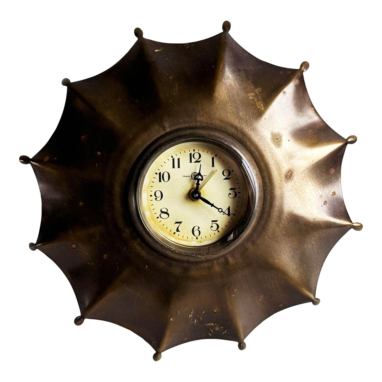 c.1940's Vintage Bronze Figural Umbrella Desk Clock by Seikosha Seiko of Japan