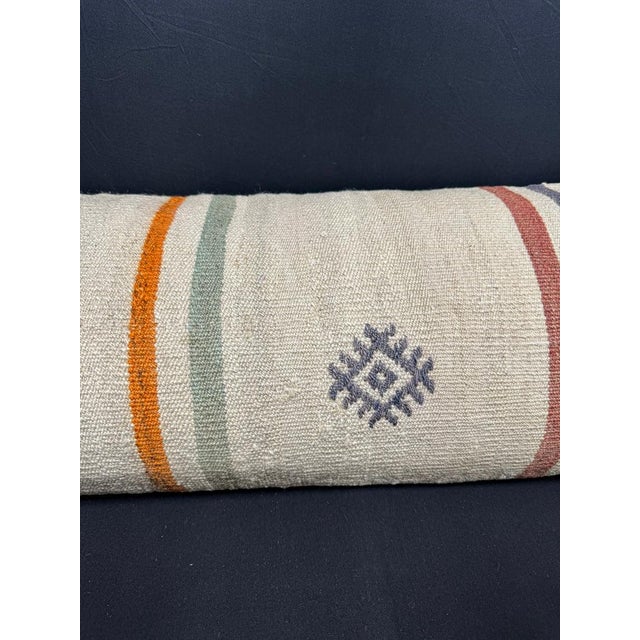 Contemporary Turkish Hemp Pillow Cushion Natural Beige Red Cushion Cover 14x40 For Sale - Image 3 of 4