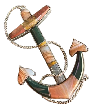 Late 19th Century Antique Victorian Silver Scottish Brooch Anchor Agate