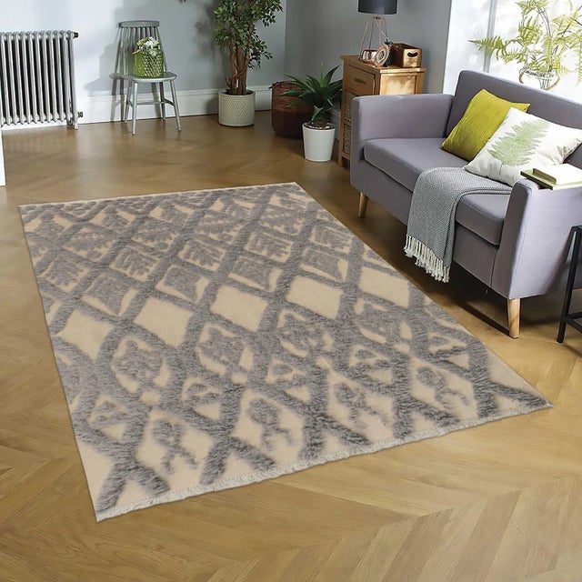 Blue 1990s 1990s Modern Moroccan High-Low Ivory/Blue Wool Rug - 5'9'' X 8'11'' For Sale - Image 8 of 8