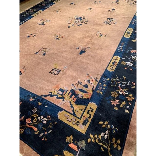 Art Deco Pasargad Light Brown Antique Art Deco Rug- 11'11'' X 17'6'' For Sale - Image 3 of 9