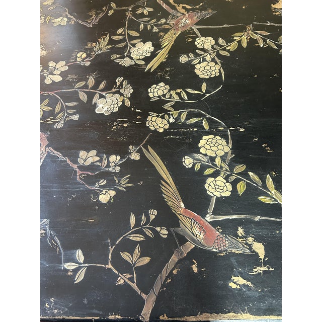 Black Large Vintage Coffee Table with Painted Chinoiserie For Sale - Image 8 of 13