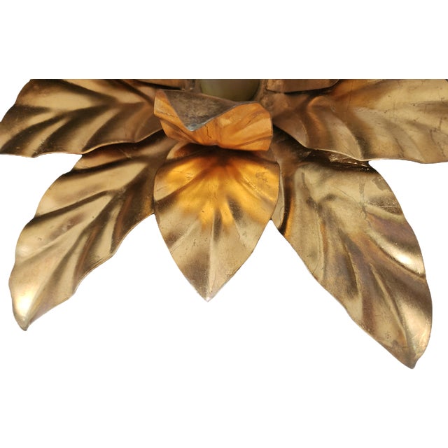 Hollywood Regency Florentine Flower-Shaped Gilt Flush Mount from Hans Kögl, Italy, 1960s For Sale - Image 17 of 18