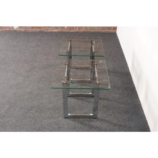 Mid Century American Modern Side / End Tables in Chrome With Square Glass Tops For Sale - Image 10 of 15