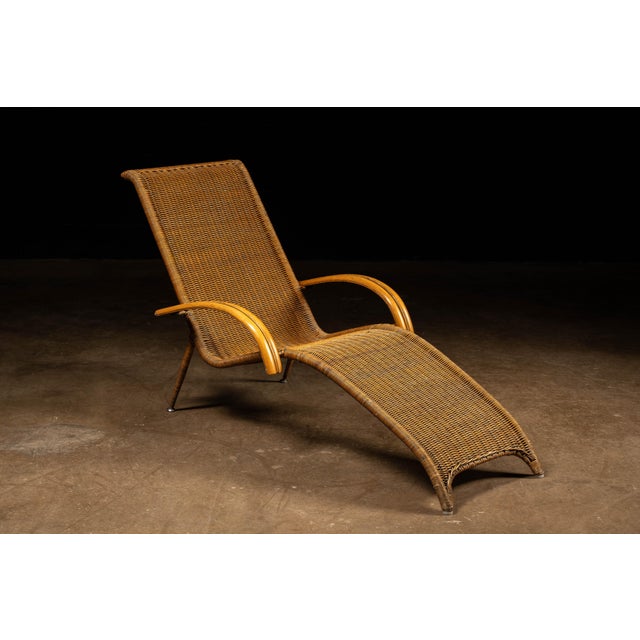Modern Vintage Wicker and Rattan Chaise Lounge by Pier 1 For Sale - Image 3 of 12