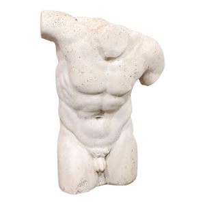 Mid 20th Century French Cast-Stone Nude Male Torso Statue