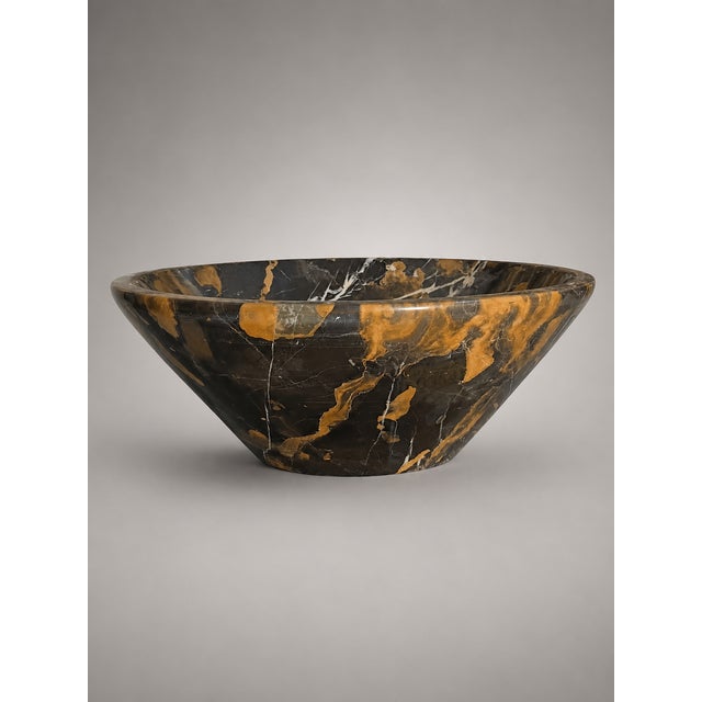 2020s Luxury Black & Gold Marble Vessel Sink – Natural Stone Bathroom Basin - 16" X 16" X 6" - By Zarva Stone For Sale - Image 5 of 11