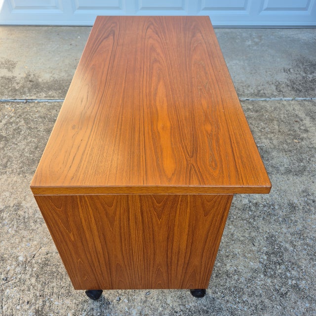 1970s Jesper International Danish Modern Rolling Teak Desk Work Table Cart For Sale - Image 14 of 14