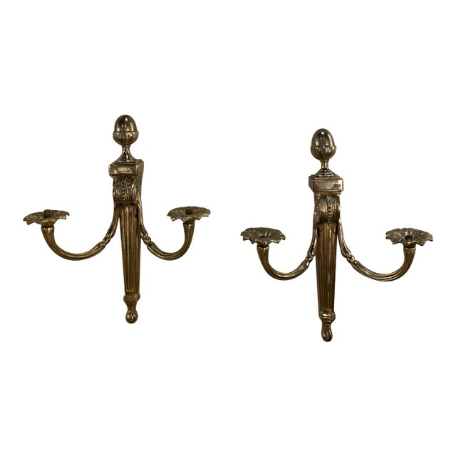 1920's French Empire Silver Sconces For Sale