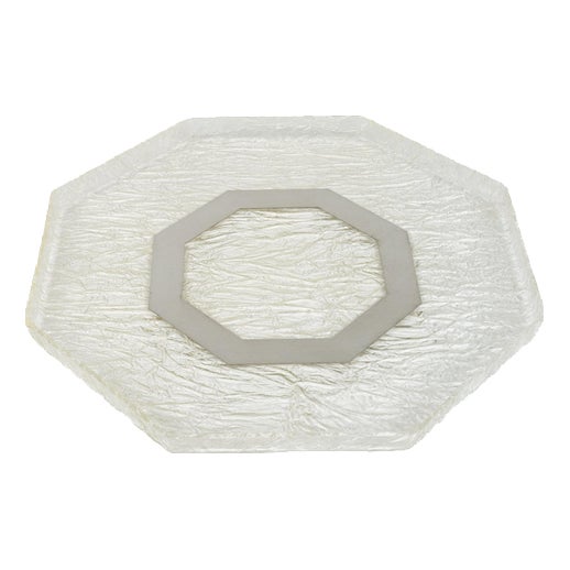 Mid-Century Serving Tray in Acrylic Glass & Steel, Italy, 1970s For Sale
