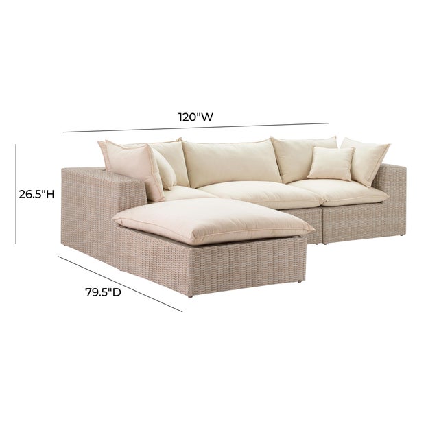 Cali Natural Wicker Outdoor Modular Sectional For Sale - Image 9 of 9