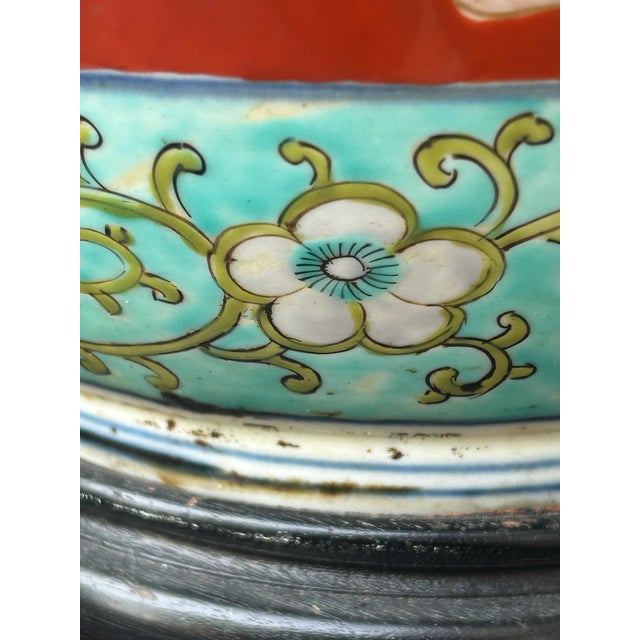 Japanese Early 20th C. Japanese Fukagawa Imari Crane Lamp With Silk Bell Shade & Brass Finial - Fully Rewired For Sale - Image 3 of 12