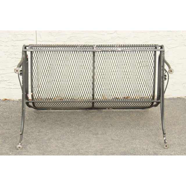 Greige Vintage Wrought Iron Garden Patio Settee For Sale - Image 8 of 13