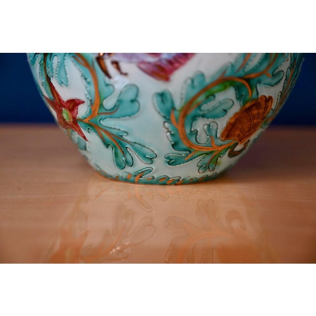 Green Ball Vase with Kitsch Marine Flora and Fauna Decor from Cerart Monaco, 1960s For Sale - Image 8 of 10