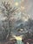Antique 1880's oil on canvas vertically oriented landscape painting. Scene is a moonlit night reminiscent of the American...