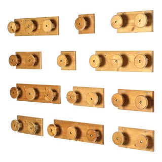 Pine Wall Hooks, France, 1970, Set of 12 For Sale