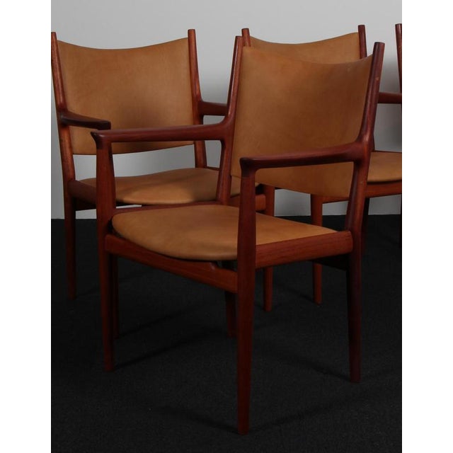 Model JH513 Chairs in Mahogany and Leather attributed to Hans J. Wegner, 1960s, Set of 4 For Sale - Image 6 of 10