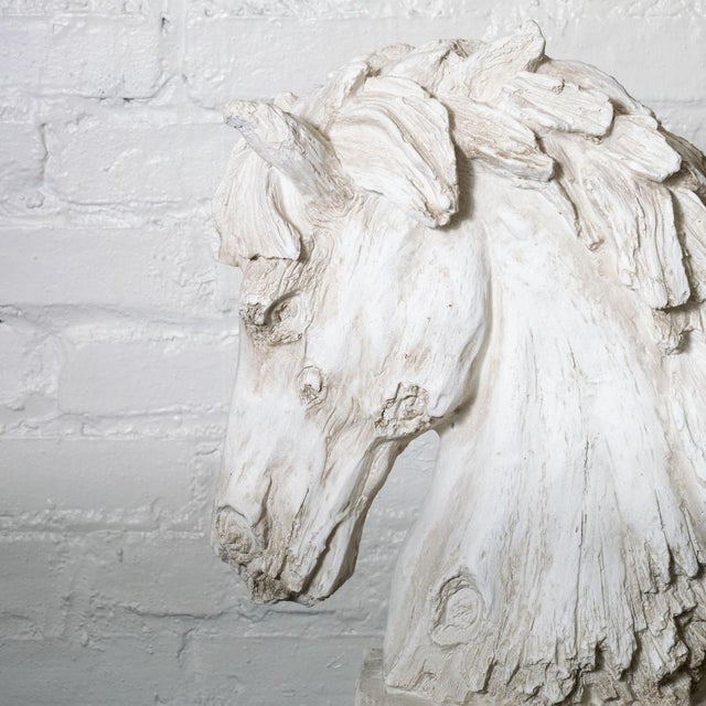 Composition Faux Wood Horse Head Sculpture For Sale - Image 9 of 12